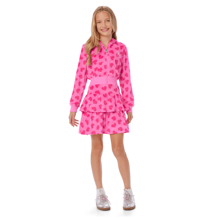 Pink Hearts Hoodie Dress for Girls M1