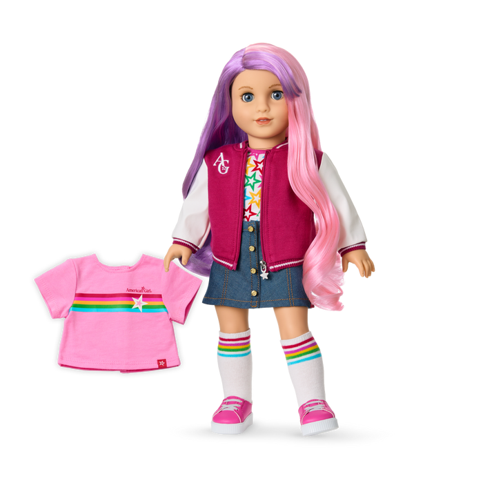 Truly Me™ 18-inch Doll #116 with wavy purple-and-pink hair M3