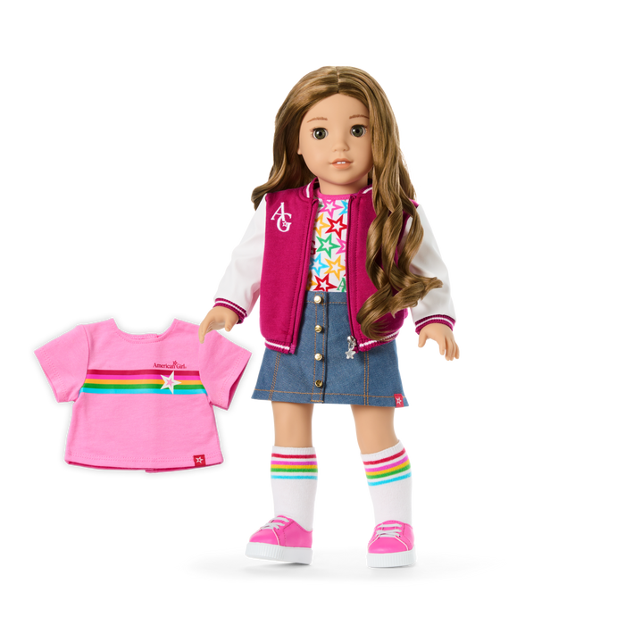 Truly Me™ 18-inch Doll #118 with curly caramel hair O1