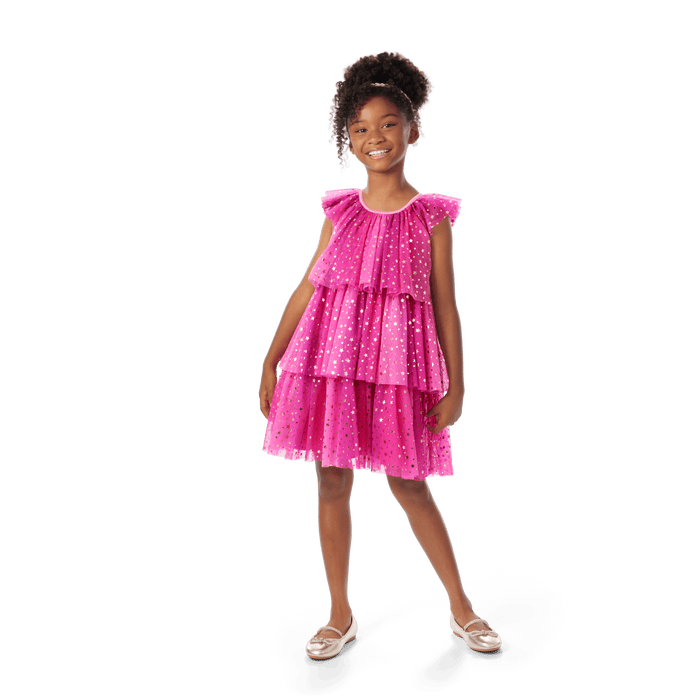 Pink Party-Ready Dress for Girls M0