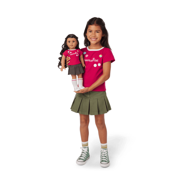 Matching AG™ Grin Pins Ringer Tee Set for Girls & 18-inch Dolls M8