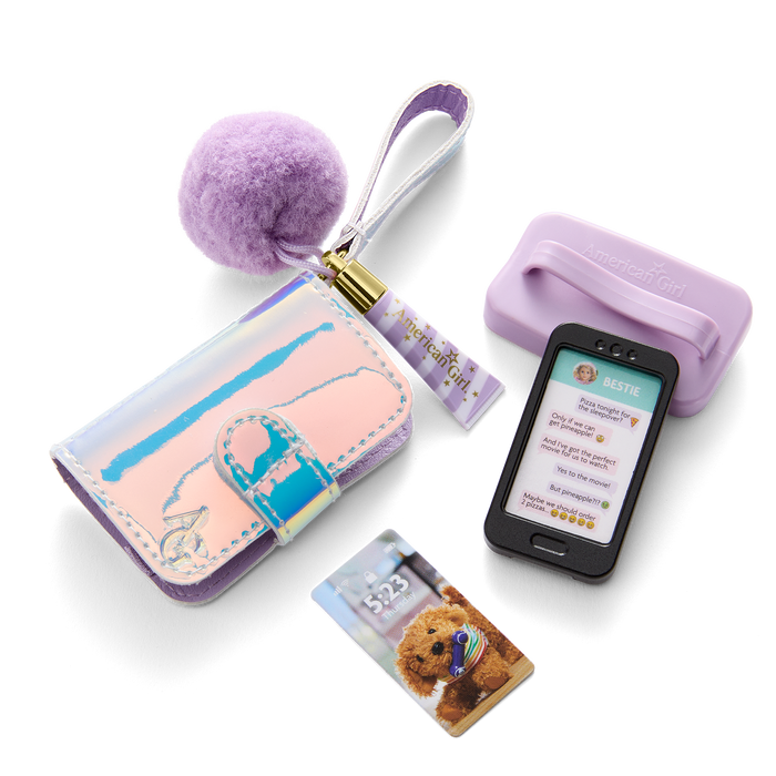 Purple Pom Phone & Accessories for 18-inch Dolls Q1