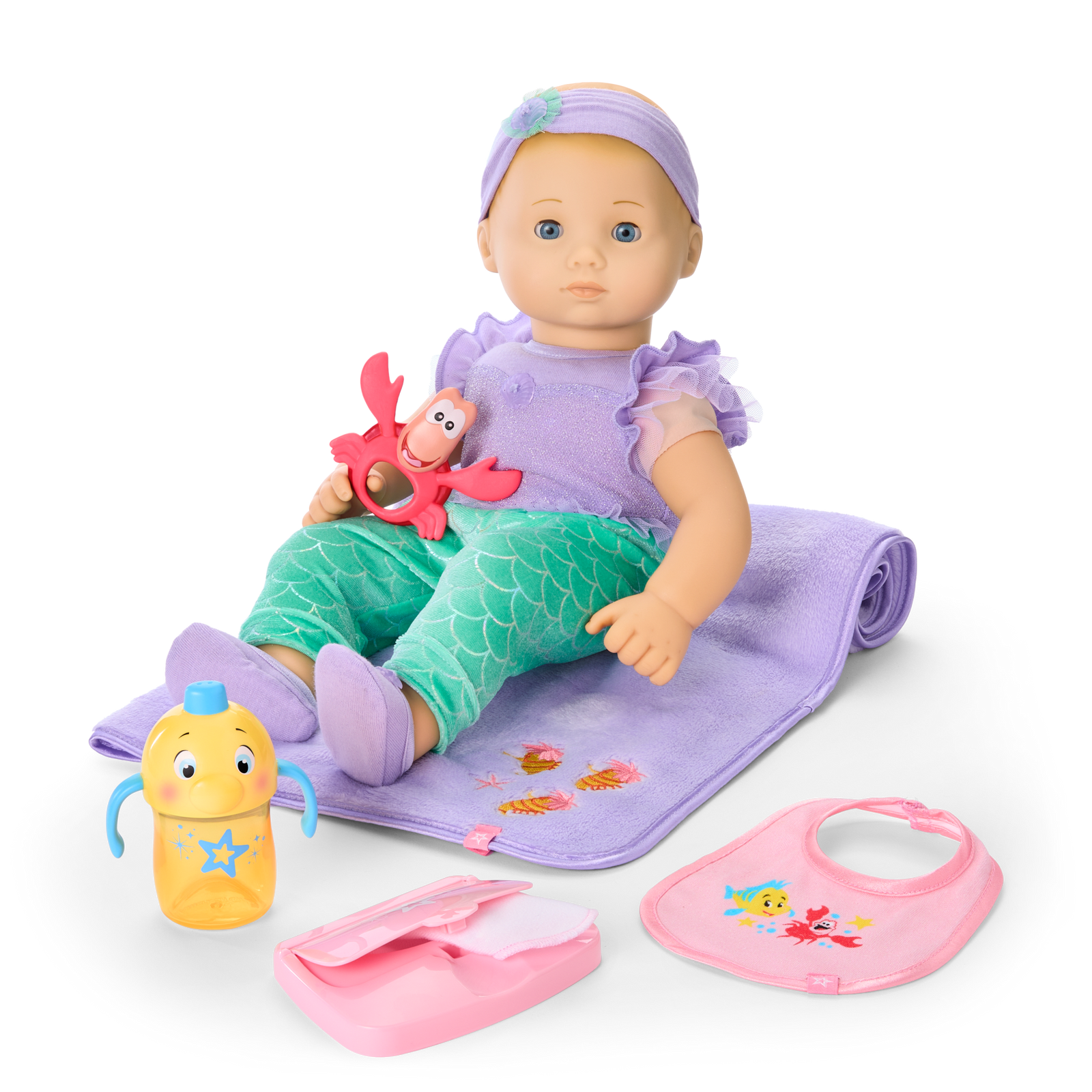 Disney Princess Ariel Cuddle & Care Set with Bitty Baby® Doll by American Girl® O4