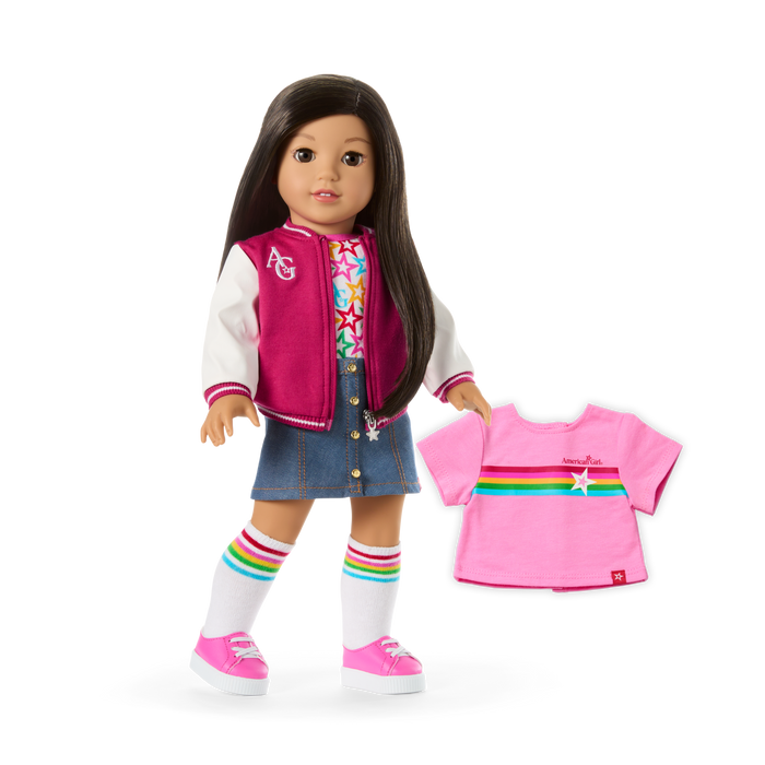 Truly Me™ 18-inch Doll #124 with straight black-brown hair N1