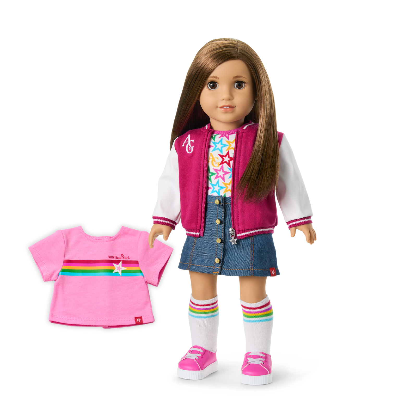 Truly Me™ 18-inch Doll #107 with straight brown hair P8