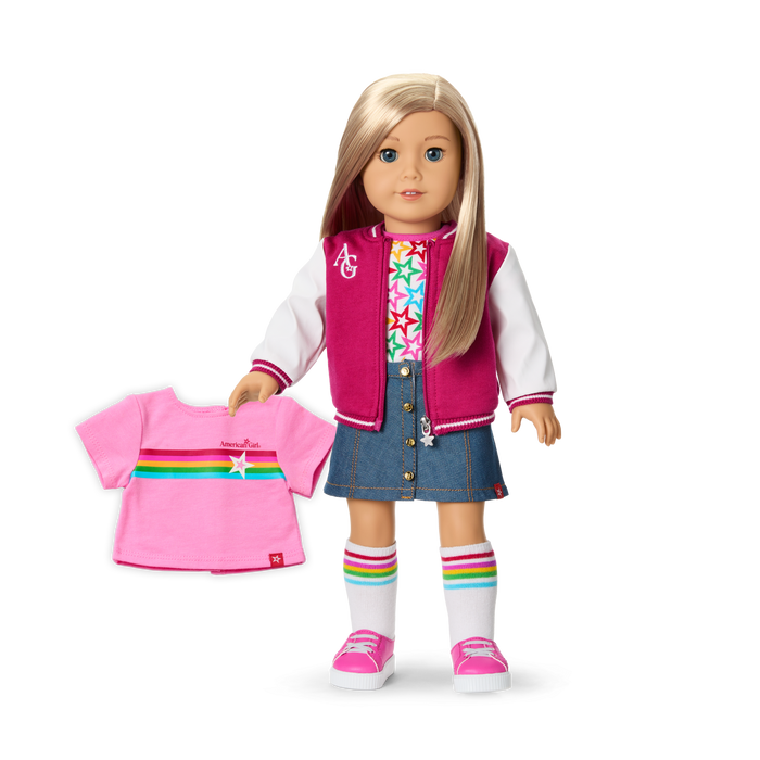 Truly Me™ 18-inch Doll #100 with straight layered blonde hair N1