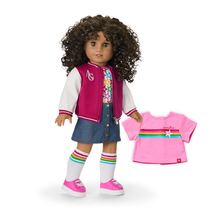 Truly Me™ 18-inch Doll #132 with curly dark-brown hair O5