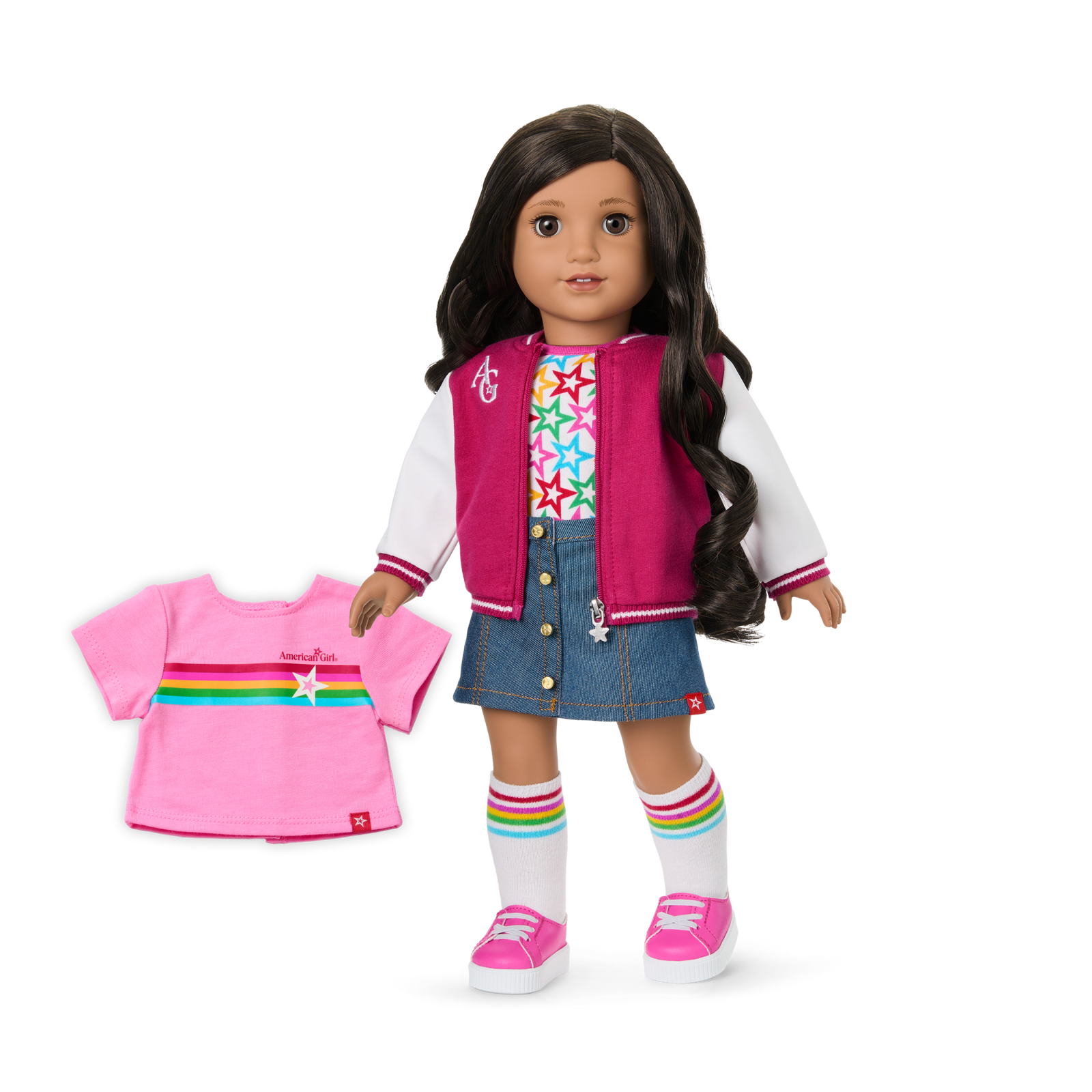 Truly Me™ 18-inch Doll #108 with curly black-brown hair O3