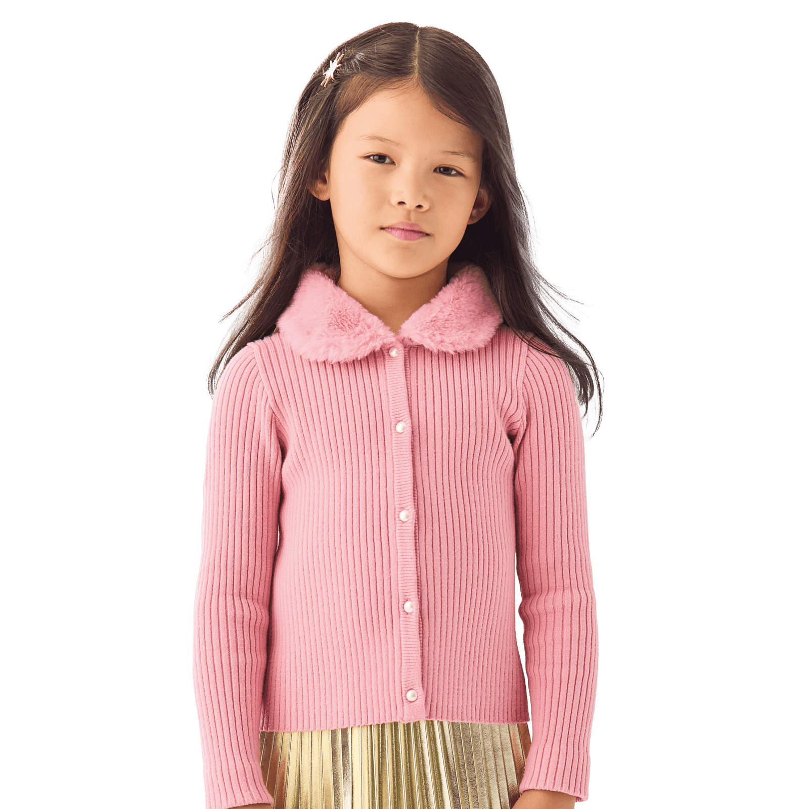 American Girl® x Janie and Jack Rosy Ribbed Cardigan for Girls M2