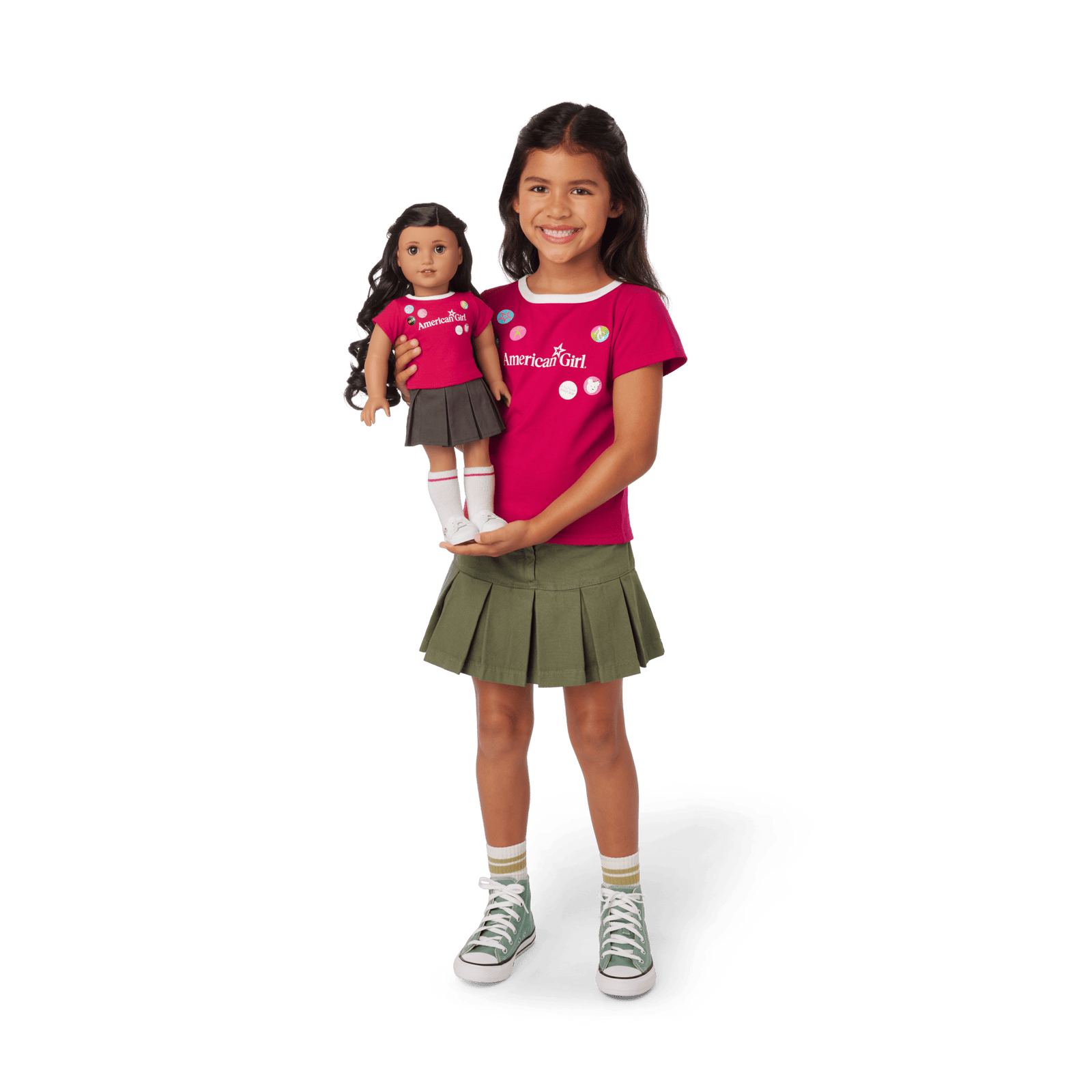 Matching AG™ Grin Pins Ringer Tee Set for Girls & 18-inch Dolls M8