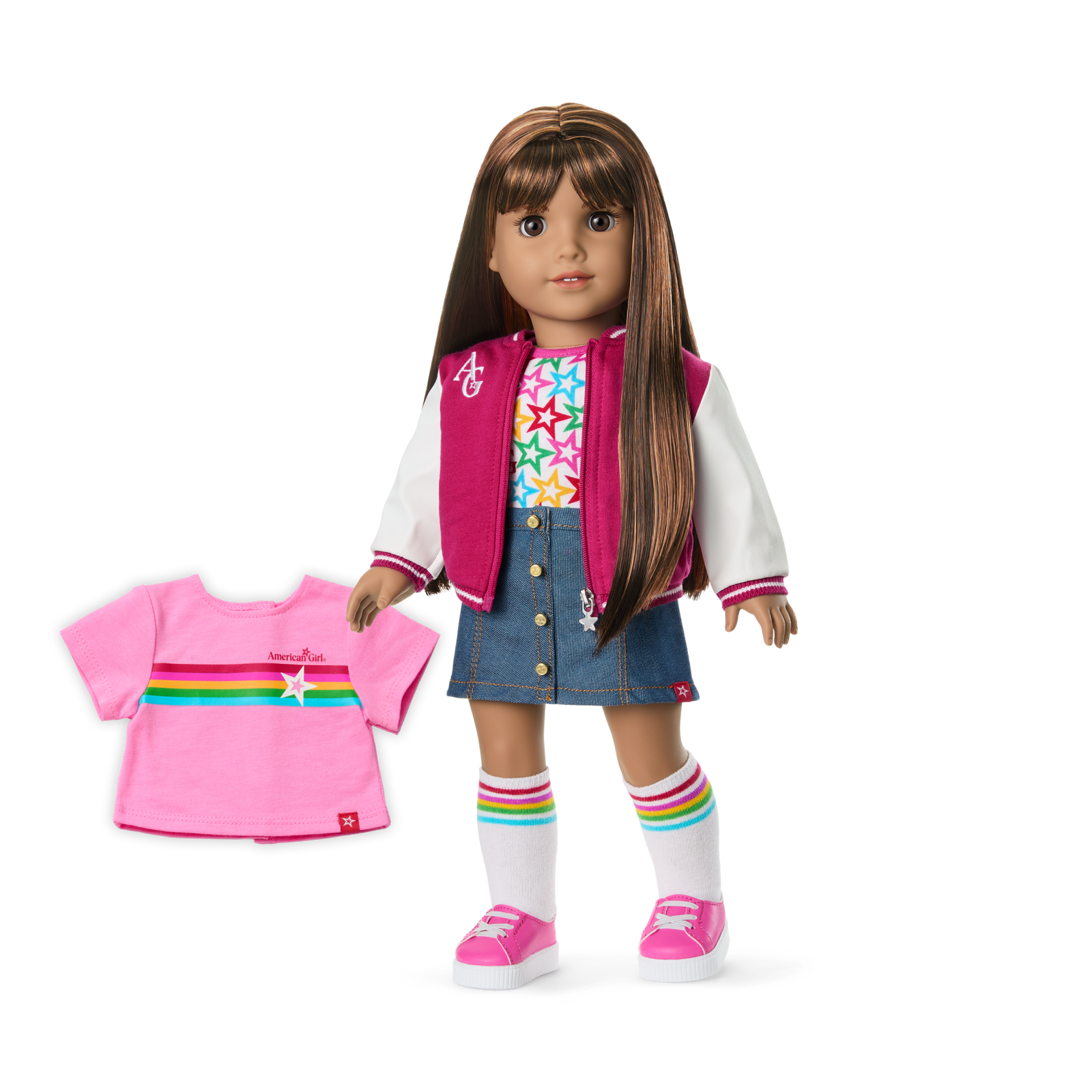 Truly Me™ 18-inch Doll #122 with straight dark-brown hair M3
