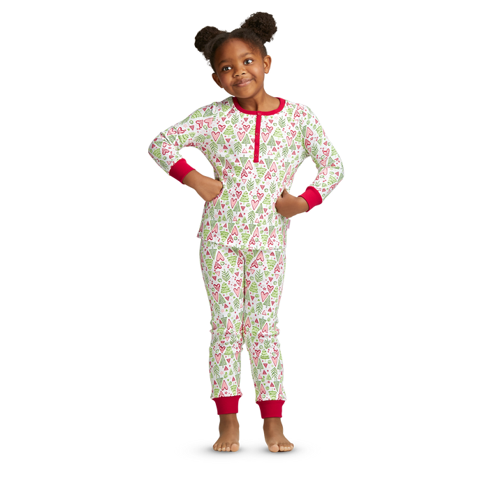 Hearts & Pines Holiday PJs for Little Girls O3