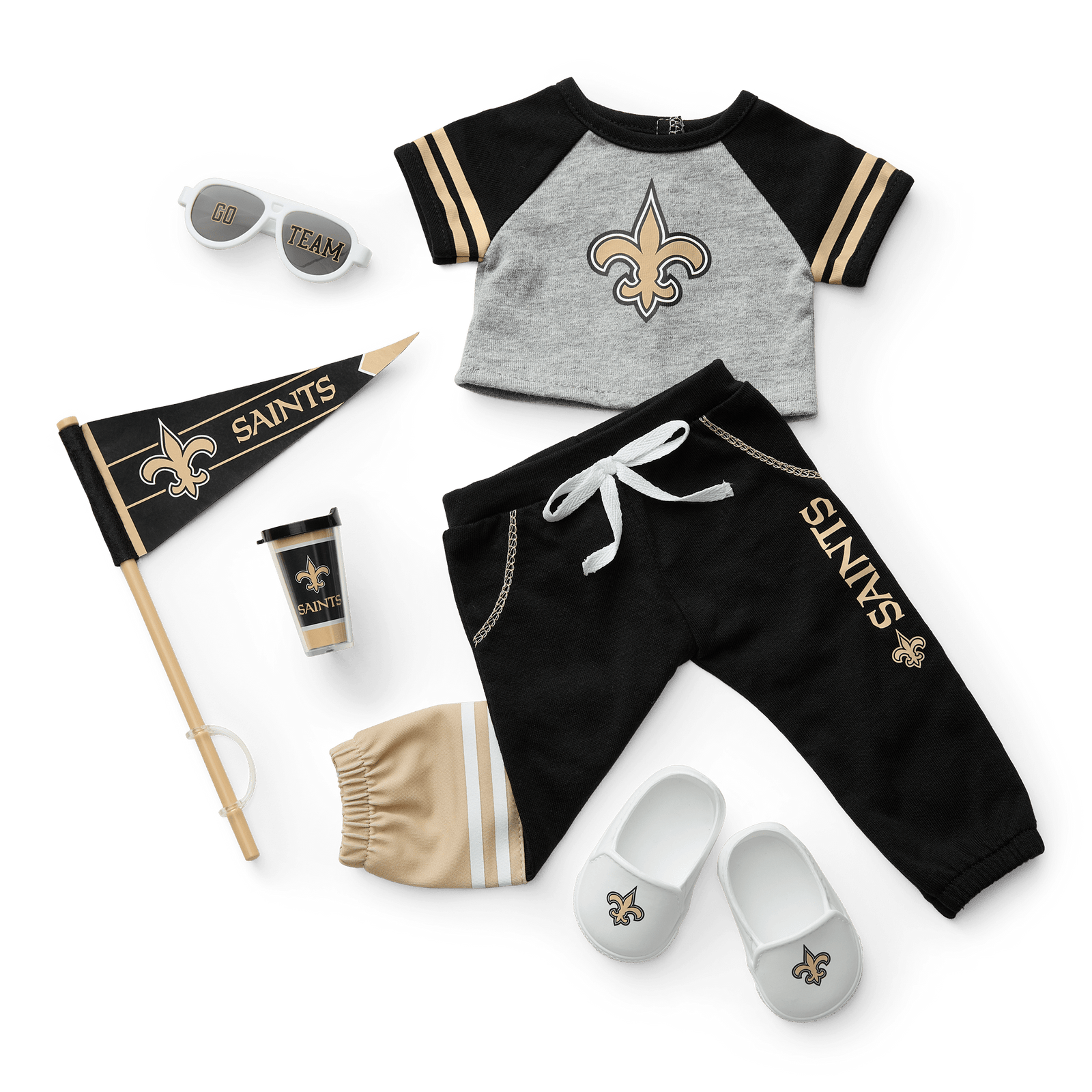 American Girl® x NFL New Orleans Saints Fan Outfit & Accessories for 18-inch Dolls O1