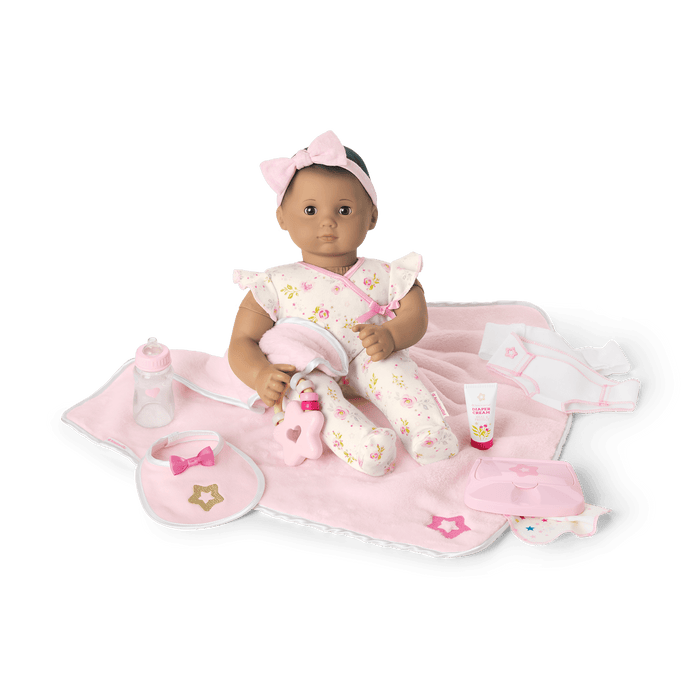 Bitty Baby® Doll #5 with brown hair Care & Play Set R8