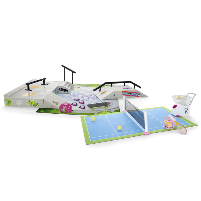 Isabel™ & Nicki's™ 2-in-1 Tennis Court & Skate Spot for 18-inch Dolls (Historical Characters) R3