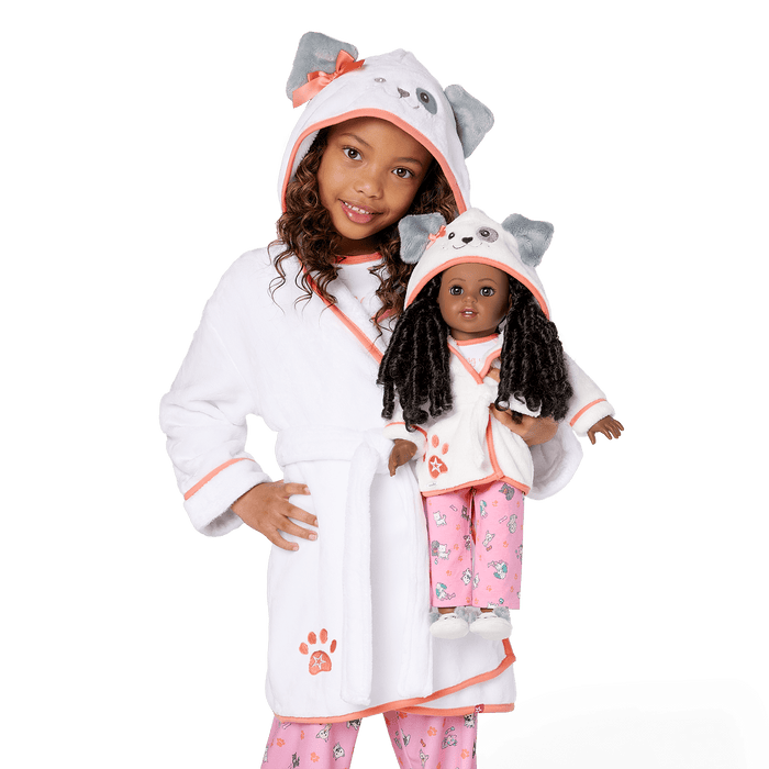 Comfy Puppy Robe Set for Girls & 18-inch Dolls Q3