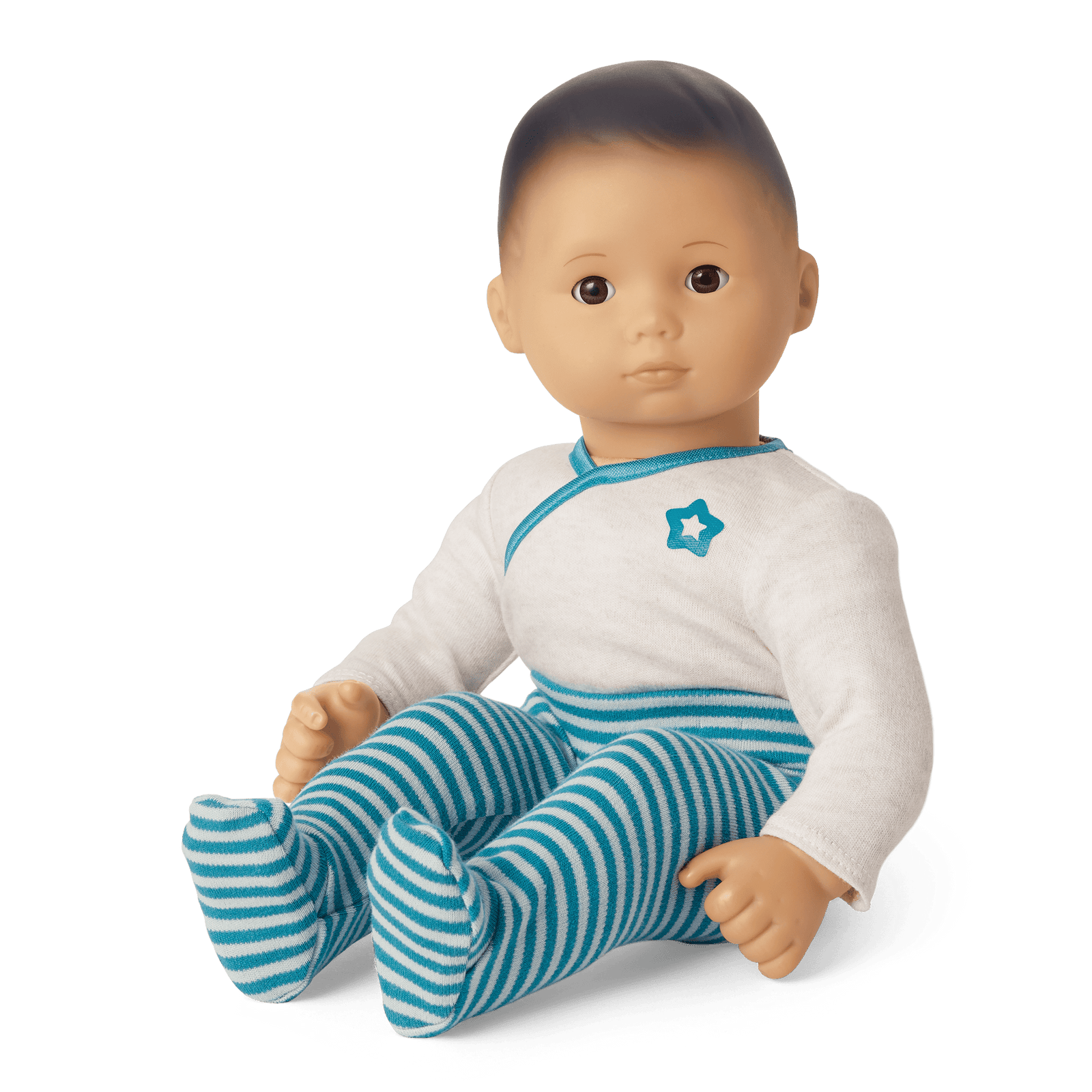 Bitty Baby® Doll #4 with black hair in Soft Blue N2