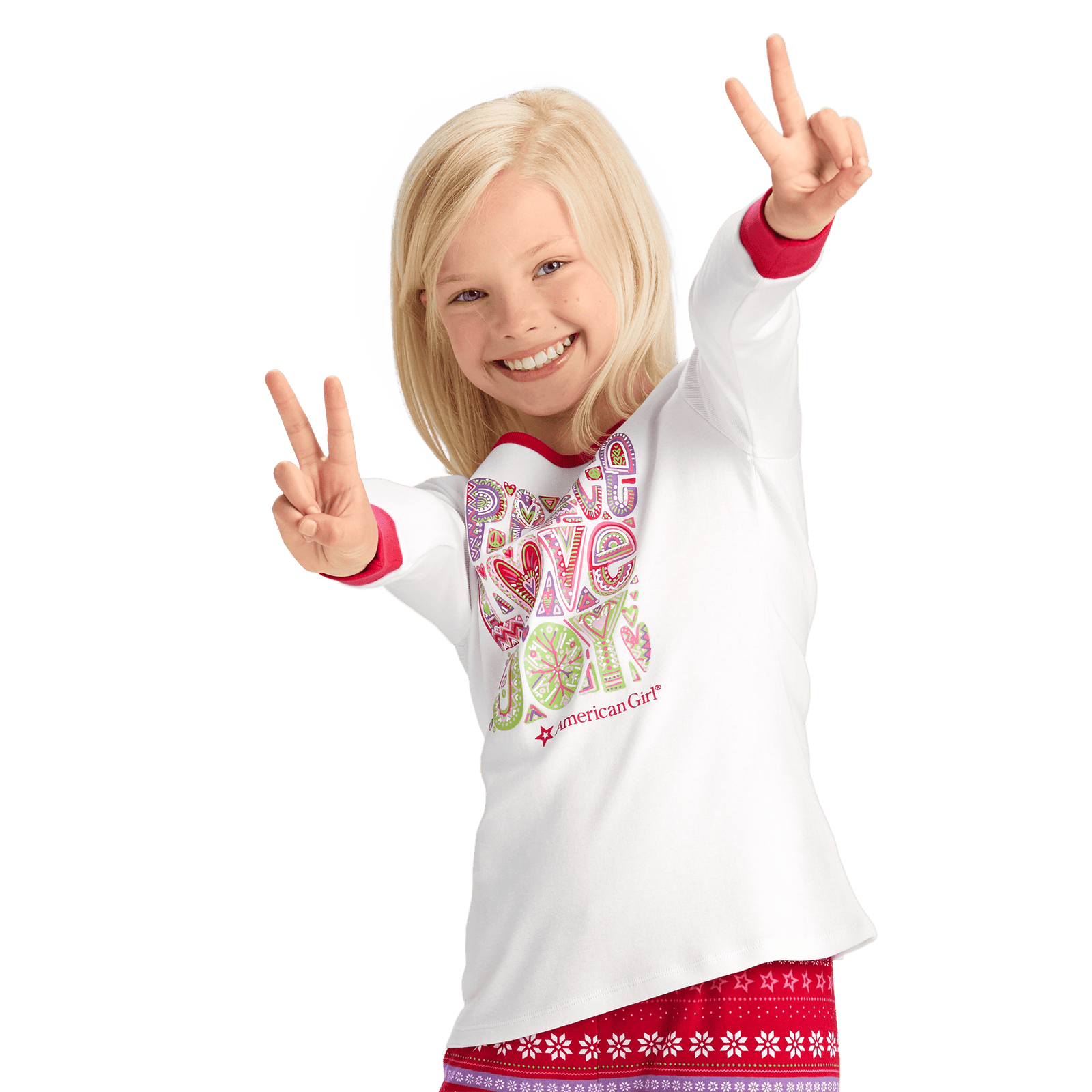Peace, Love & Joy PJ Top for Girls N9