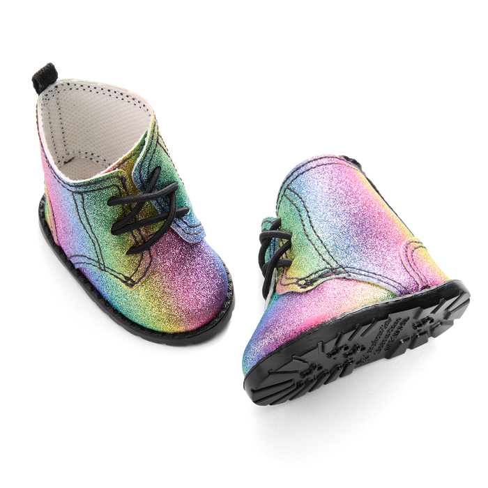 Glittery Rainbow Boots for 18-inch Dolls N1