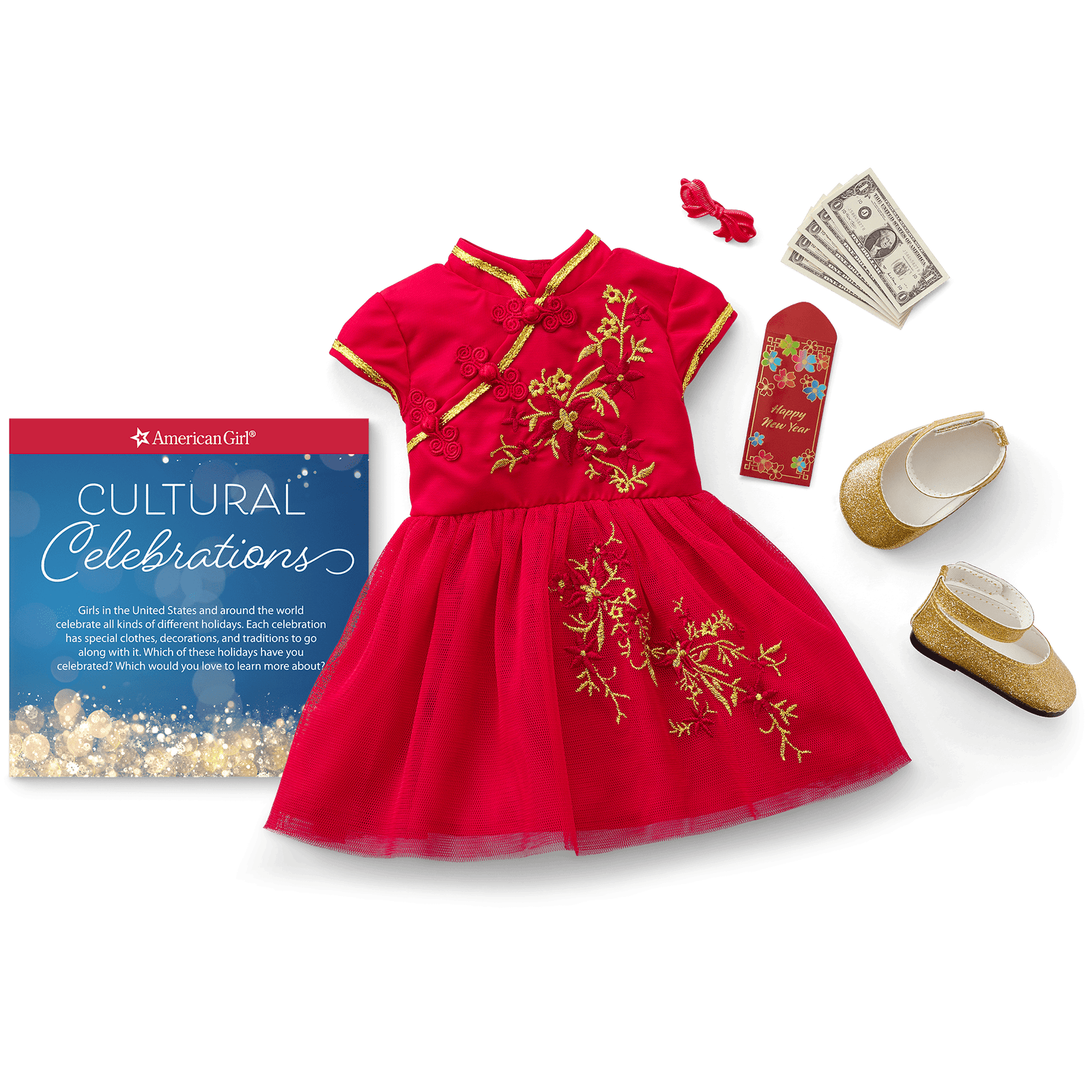 Lunar New Year's Celebration Outfit for 18-inch Dolls O4