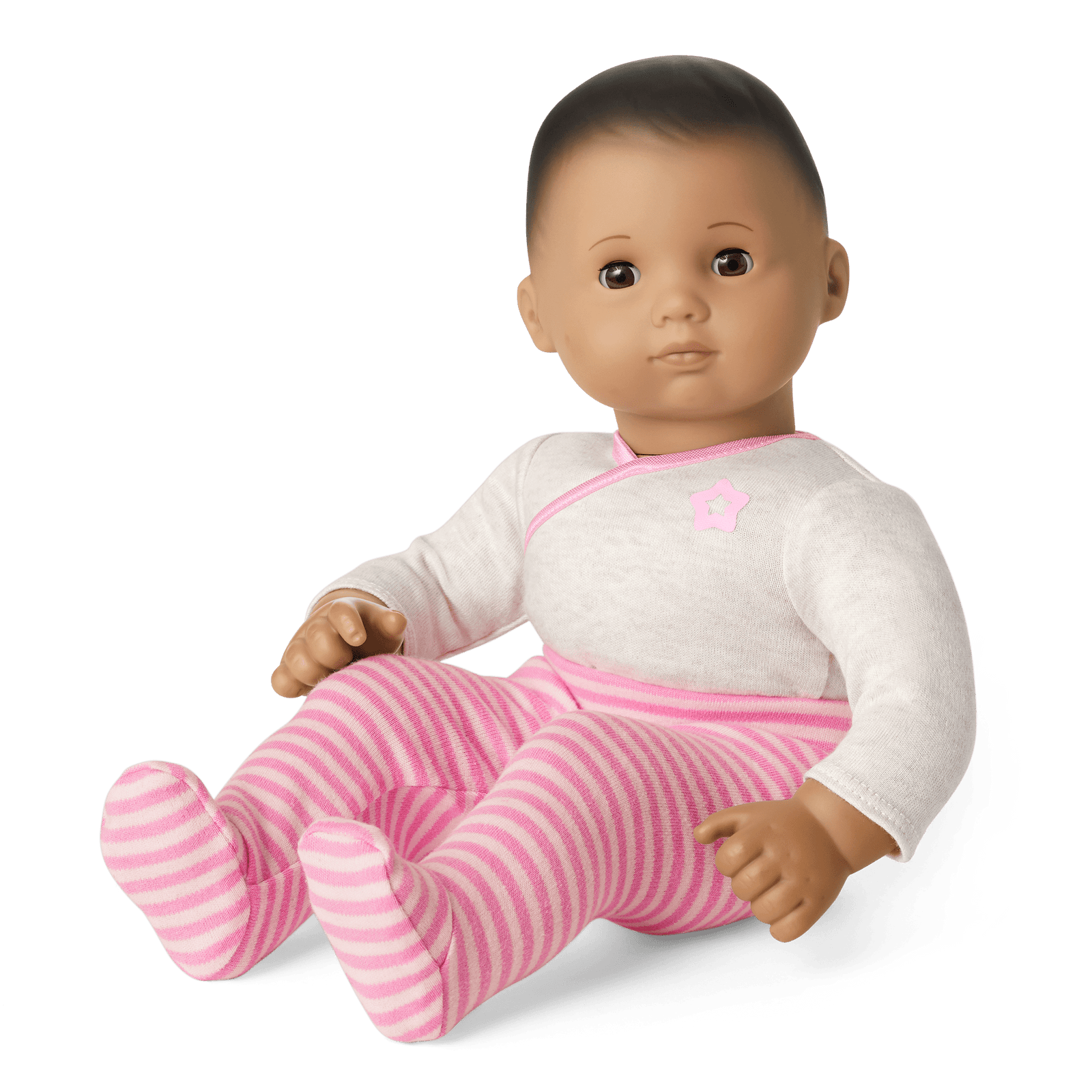 Bitty Baby® Doll #5 with dark brown hair in Pretty Pink N2